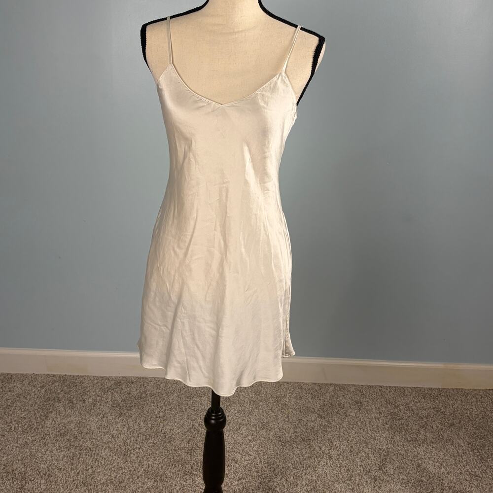 Romantic 100% Silk Cream color slipdress nightgown size M Coquette Clean Girl